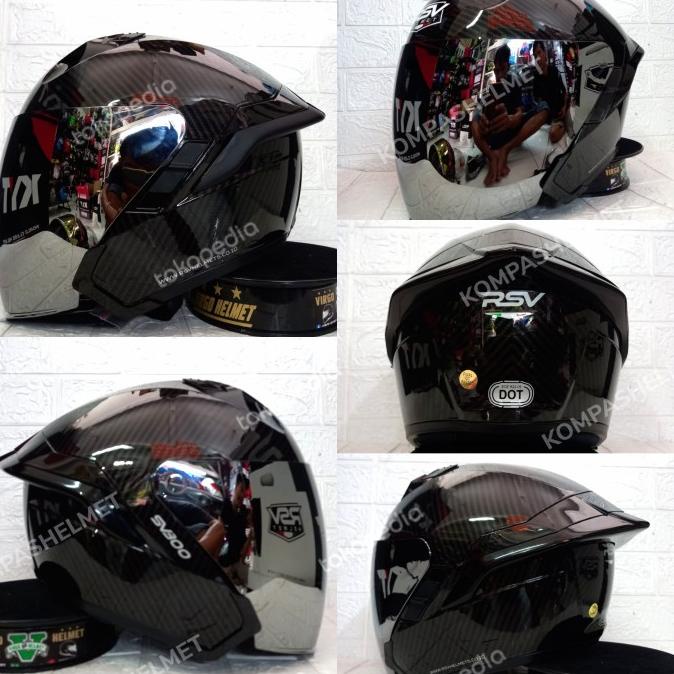 HELM RSV SV 300 BLACK CARBON PAKET GANTENG VISOR SILVER