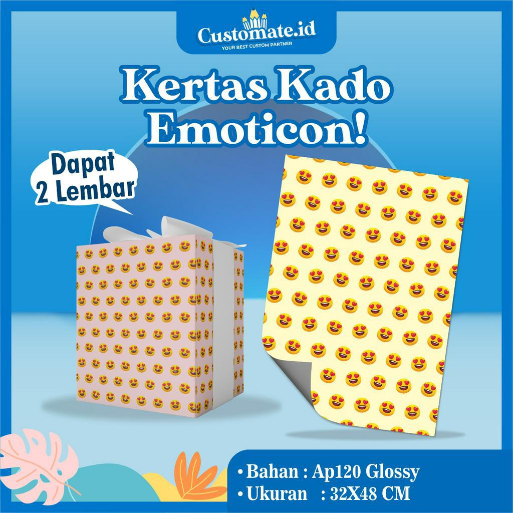 

CUSTOMATE Kertas Kado Emoticon 2 Lbr - Kertas Kado Viral Banyak Warna - Kertas Kado Emoji