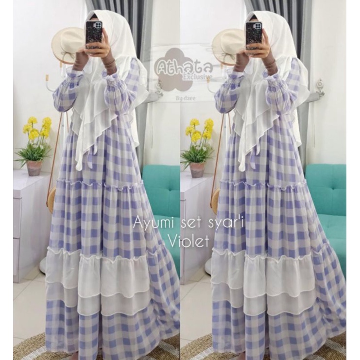 Humaira set syar'i Matt ceruty printing / Gamis Set