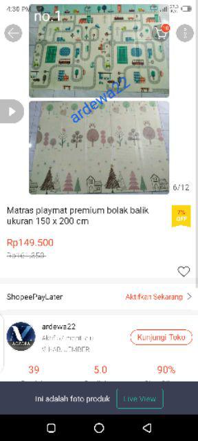 Matras Playmat Premium Bolak Balik Ukuran 140 X 200 Cm