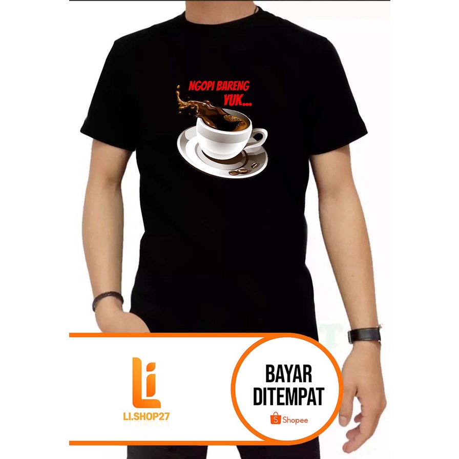 Kaos Pria NGOPI BARENG YOK, T-shirt Distro Baju Distro Pria Keren/Baju Cowok Keren/Kaos Distro/Oblon