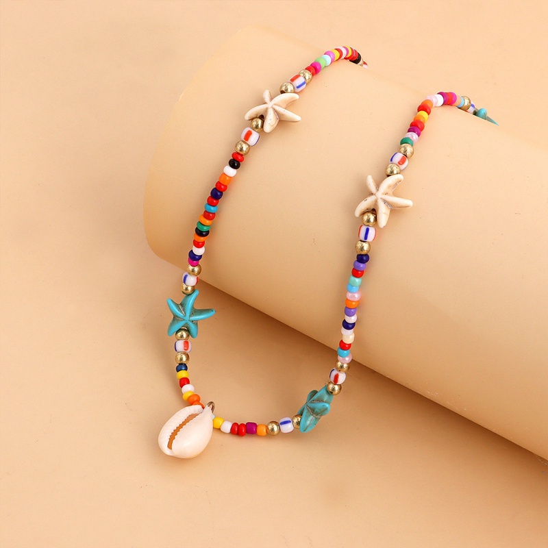 Kalung Liontin Manik-Manik Bintang Laut Kerang Gaya Bohemian Untuk Wanita
