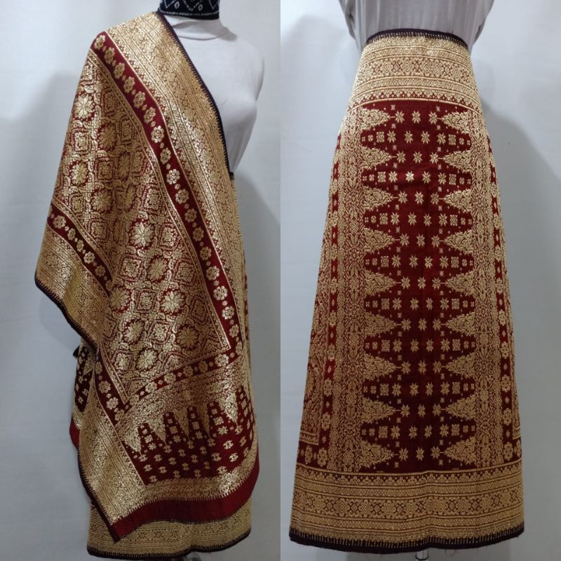 Songket Palembang Asli Sutera Gebeng Berlian ORI