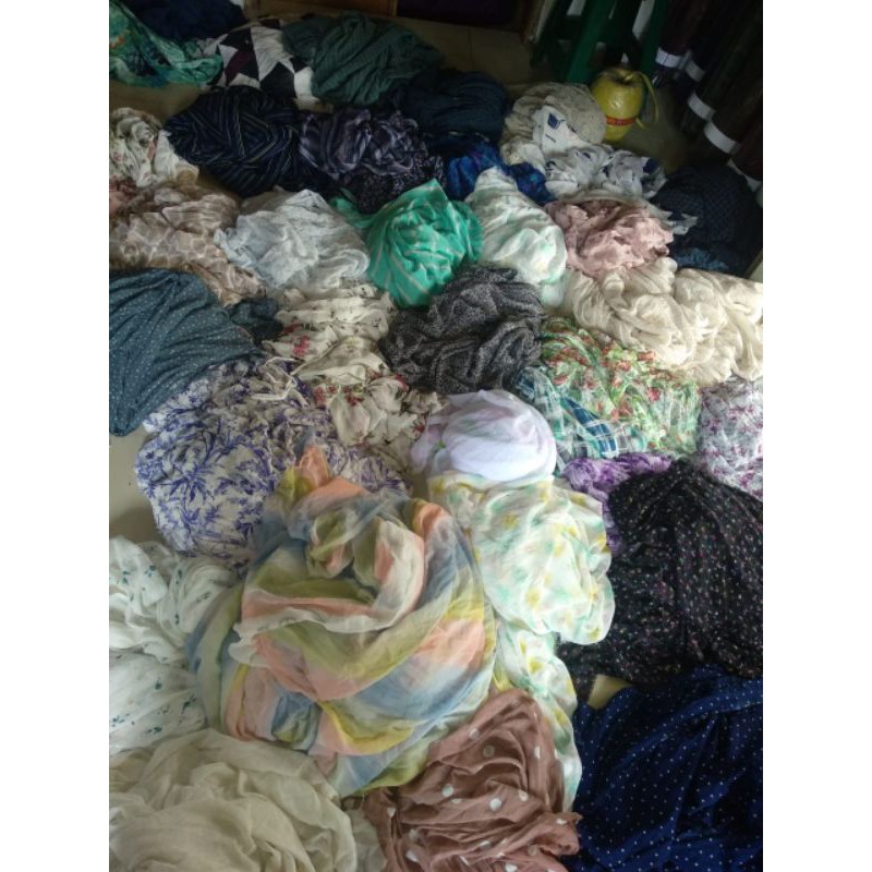 R&E - Bahan sifon motif 1kilo +7meter / bahan kiloan /kain murah