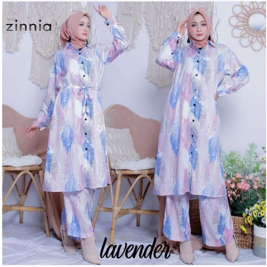 MODEL BARU)SIZE S-M,L,XL/ SETELAN TUNIK ZINNIA/LONG TUNIK RAYON/SET BAJU SETELAN WANITA/SIZE JUMBO