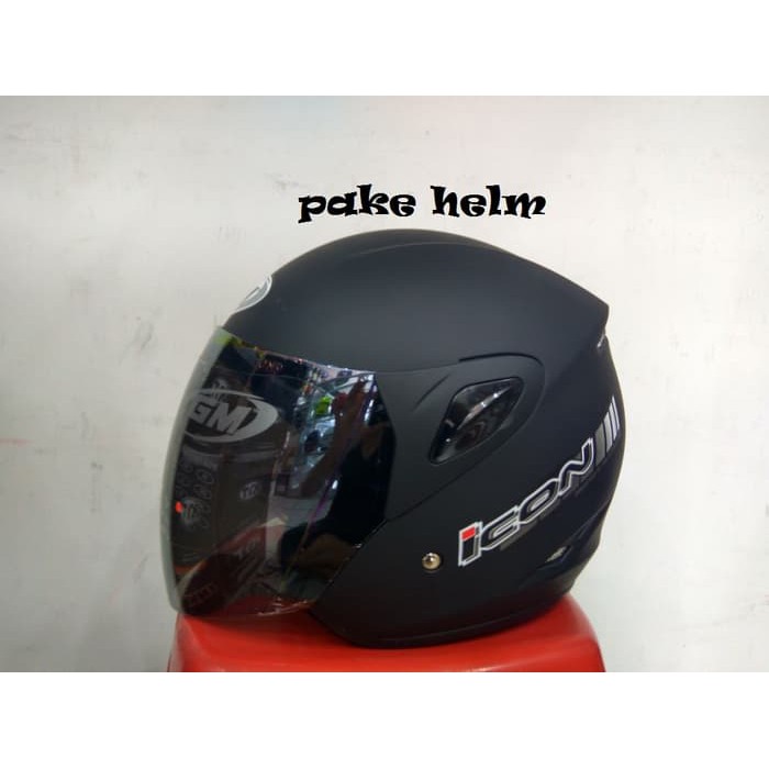 HELM GM ICON SOLID HITAM DOFF HALF FACE