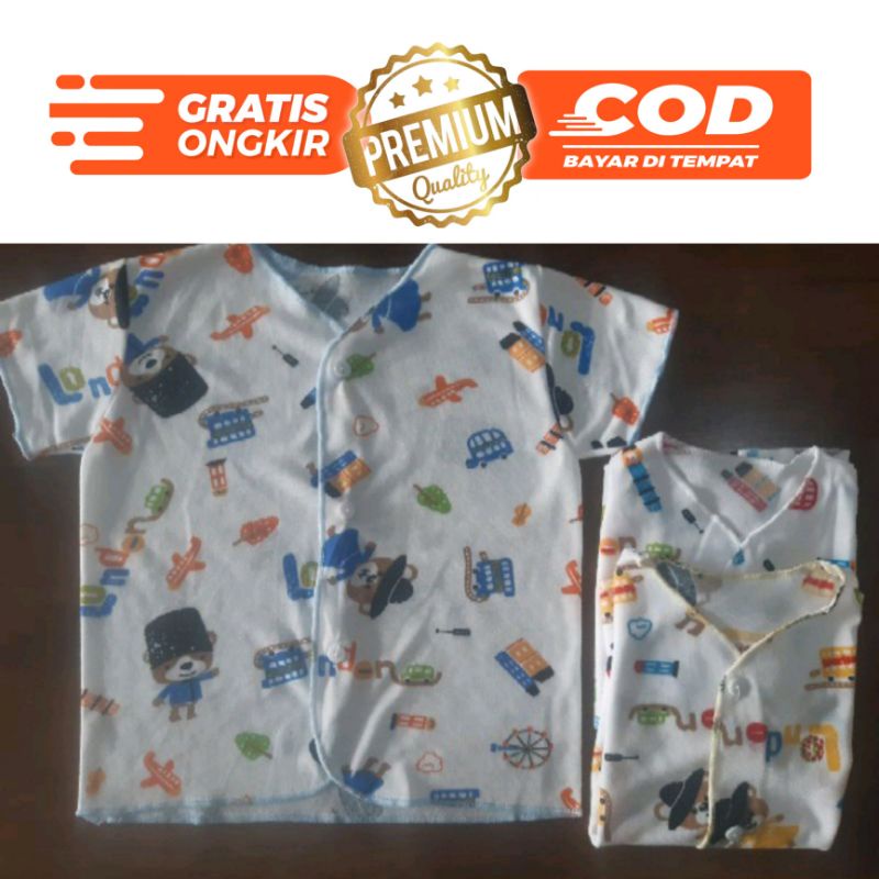 Baju bayi lengan pendek Polos dan Motif Jumbo SNI per 1pcs Promo 9.9