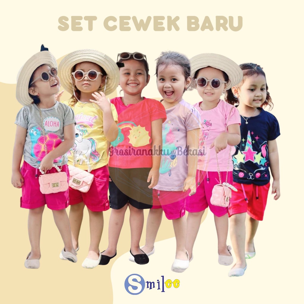 Setelan Anak Smilee New Cewe Mix Warna dan Motif size 1,2,3th