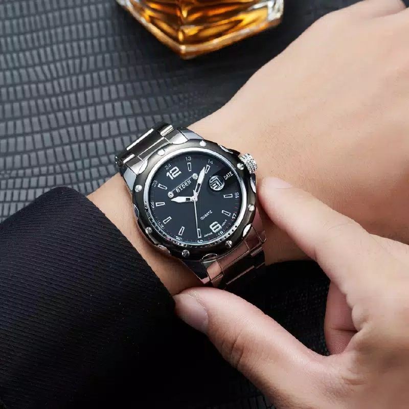 Jam tangan Pria Analog BIDEN 0012 Rante Silver Original Stanless steel anti air