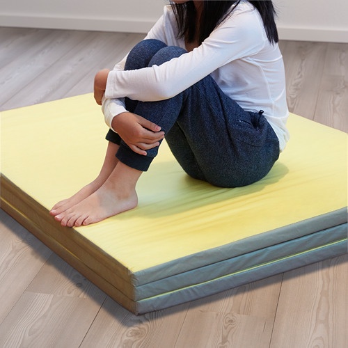 PASSBIT Matras senam lipat, kuning hijau abu-abu, 120x225 cm