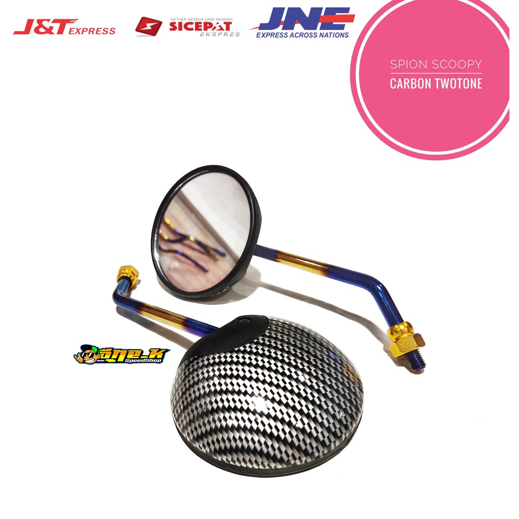 Spion Carbon Karbon Two Tone Kaca Bulat Variasi Motor Honda Scoopy vario beat