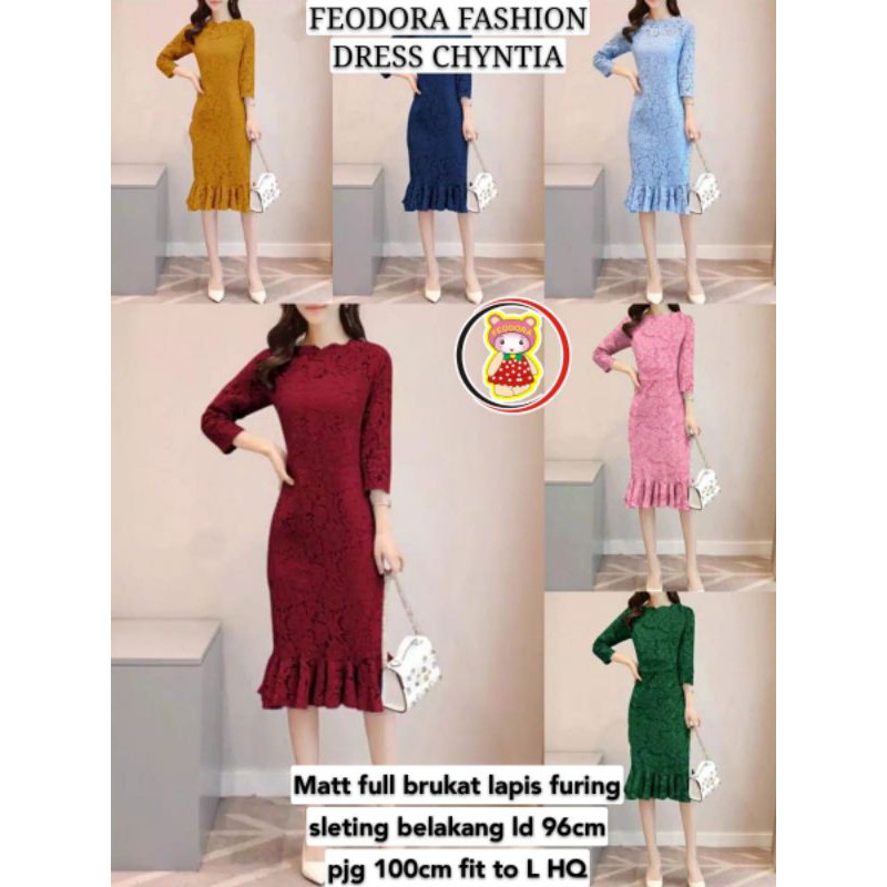 FEODORA/DRESS CHYNTIA/DRESS WANITA/DRESS PESTA/DRESS MURAH(GOOD QUALITY)