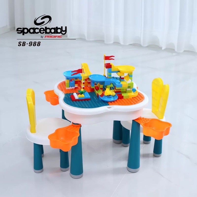 Space Baby Multifuntional Table 6in1 Set Meja Kursi Free Lego