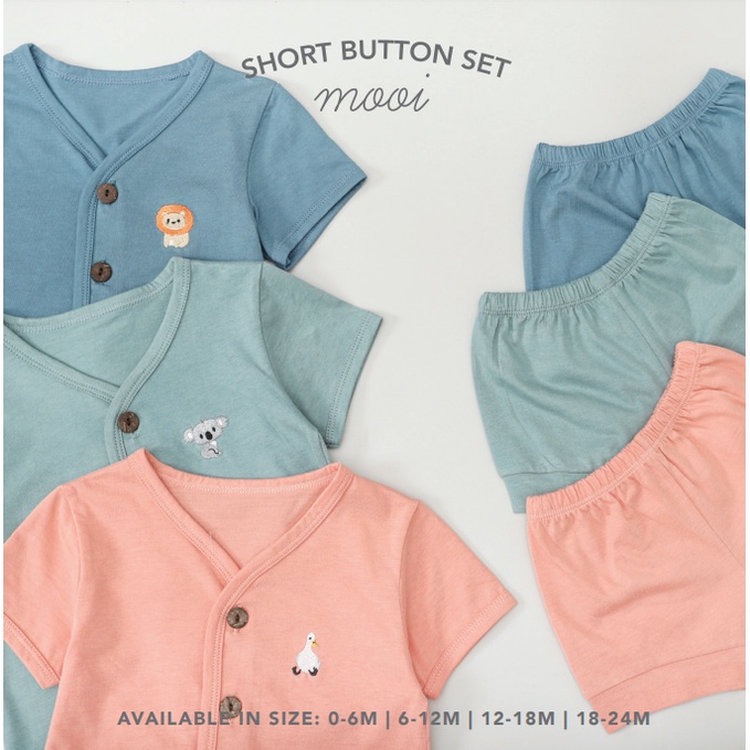 Mooi Short Button Set 0M - 2Y Setelan Piyama Pendek Bordir Anak CBKS