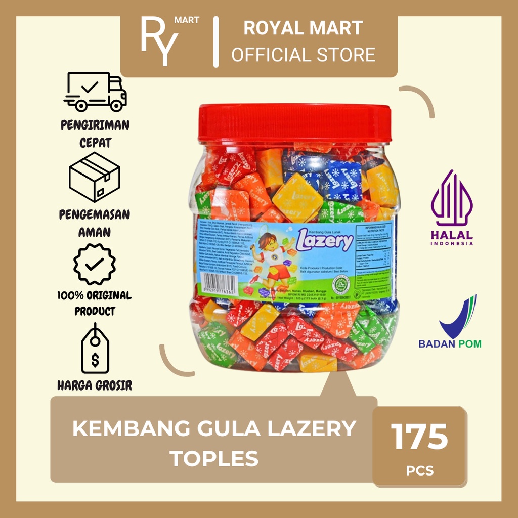 

Permen Lazery Kembang Gula Manis Toples 175's