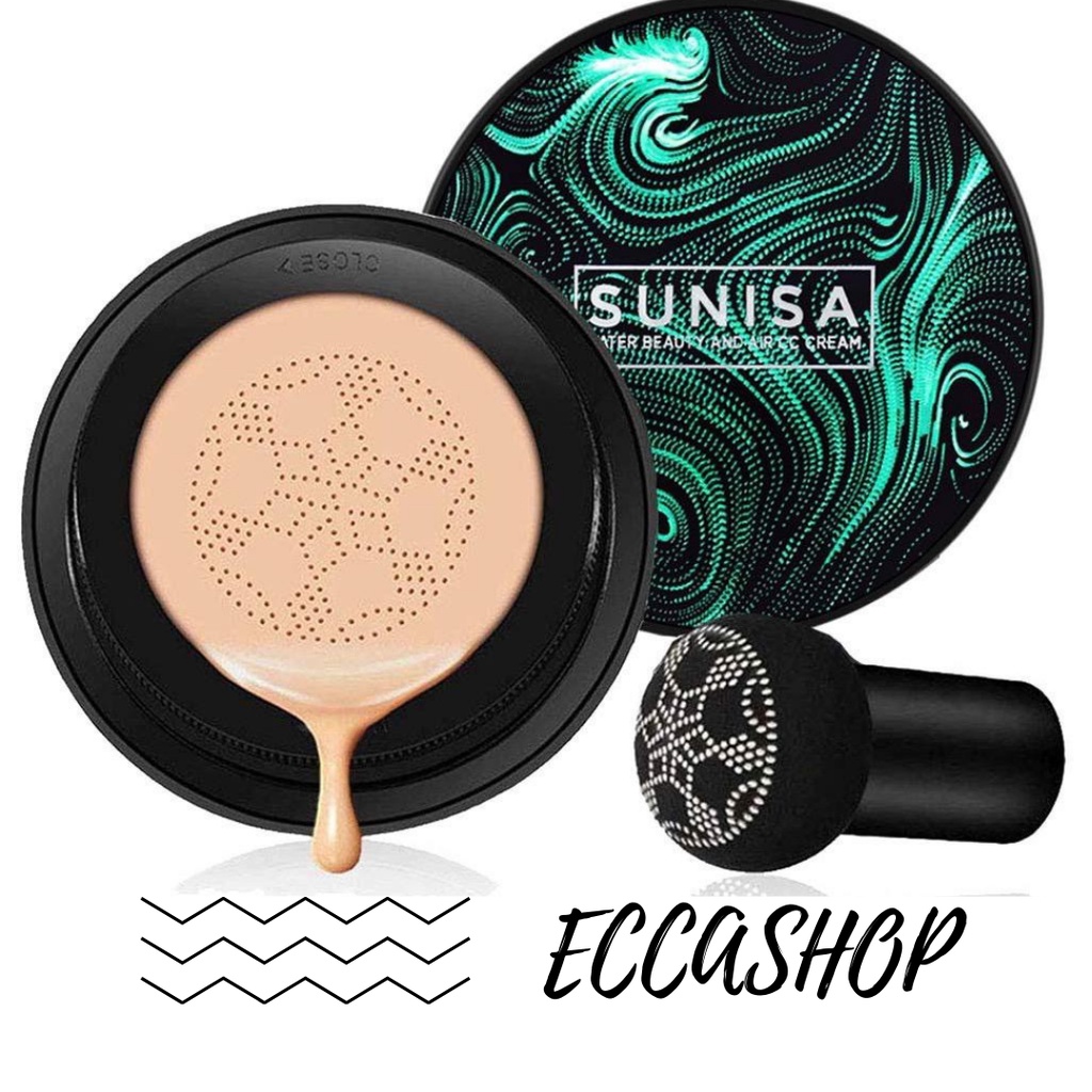 [ORI 100% BARCODE] SUNISA MUSHROOM HEAD AIR CUSHION CC CREAM / BEDAK ORIGINAL + Kuas Kabuki
