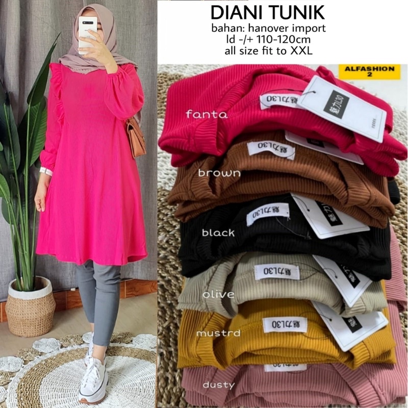 (RESTOCK) DIANI • VARSA TUNIK BY ALFASHION - BAHAN KAOS KNIT RAJUT TEBAL LEMBUT HALUS KANCING HANYA 