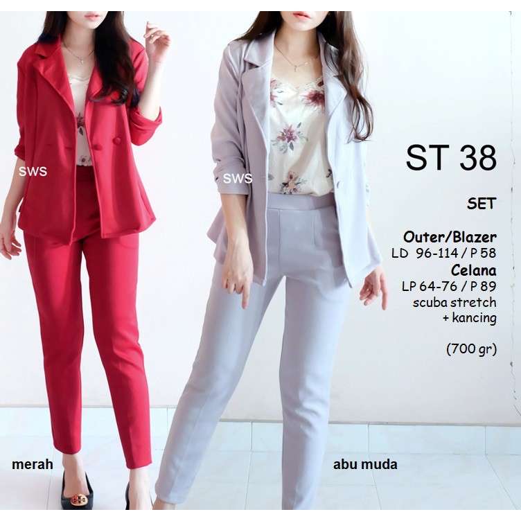 Seola promo SEST38 SETELAN KANTOR WANITA SETELAN CASUAL BRANDED IMPORT SCUBA IMPORT MURAH murah