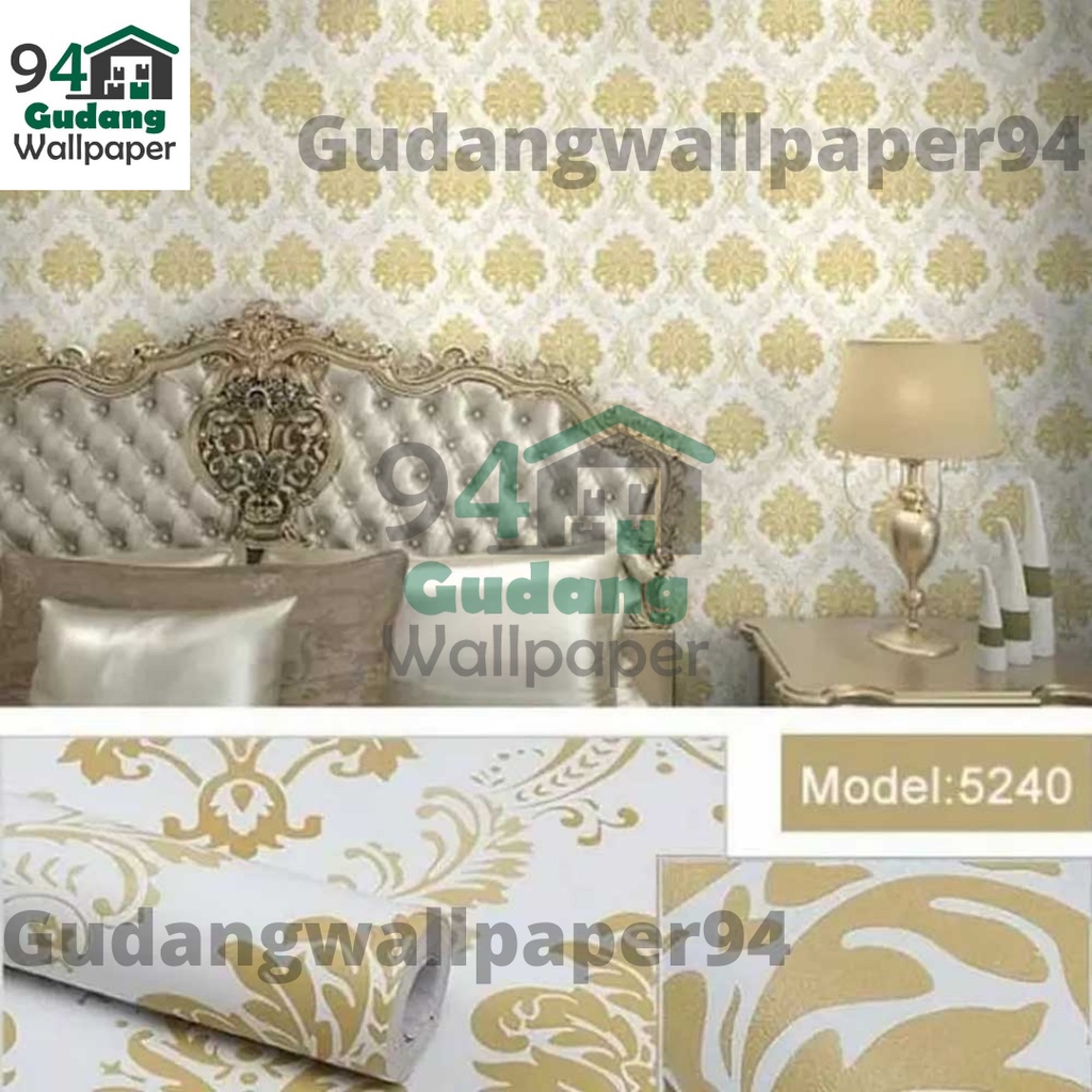 (PROMO COD) Wallpaper Dinding Tahan Air Ukuran 45cm X 5m Motif Elegant - Batik Gold