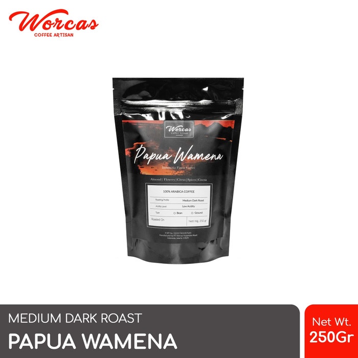 

kopi-biji- worcas arabica coffee papua wamena 250 gram | medium dark roast - kopi biji -biji-kopi.