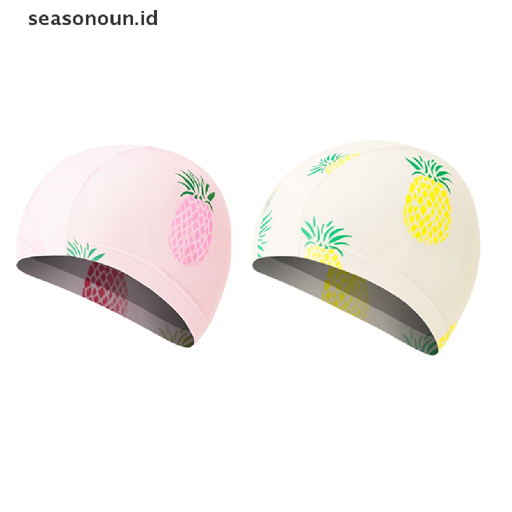 (seasonoun) Topi Renang Elastis Anti Air Motif Print Kartun Untuk Anak