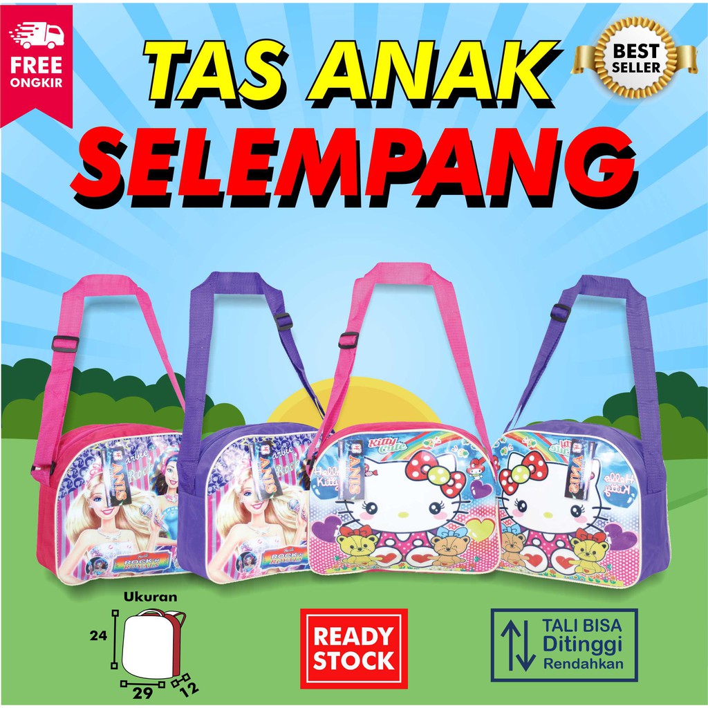 OBRAL !! Tas Selempang Sekolah Anak Perempuan TK Gambar Barbie Hello Kitty Murah Lucu Fashion Kids