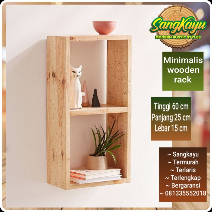 Rak kayu susun minimalis serbaguna wooden rack rak bunga rak mainan 2