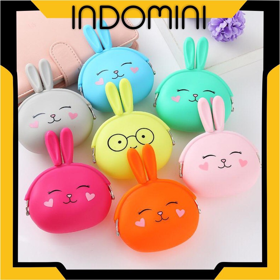 INDOMINI DOMPET KOIN SILIKON JELLY KARAKTER KELINCI BUNNY TEMPAT UANG COIN POUCH SERBAGUNA COD D028