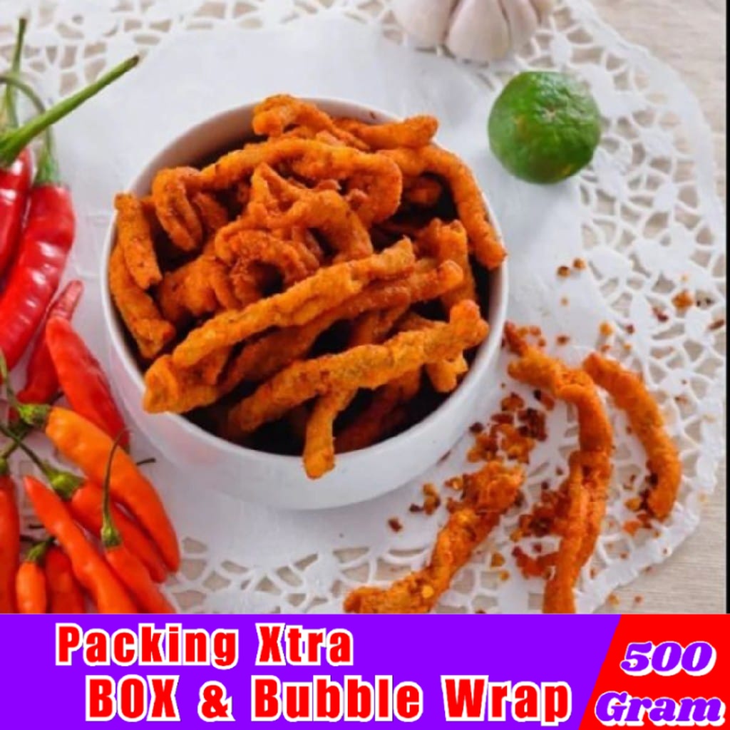 

Kripik Usus Crispy 500gr Balado / Keripik Usus Original - Hufaida Snack makanan ringan