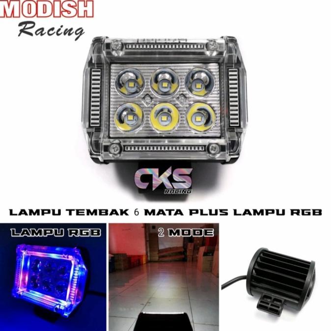 Lampu Tembak Sorot 6 Mata Strobo LED 4 Mode Mata Senja Universal racingzon4 Juara