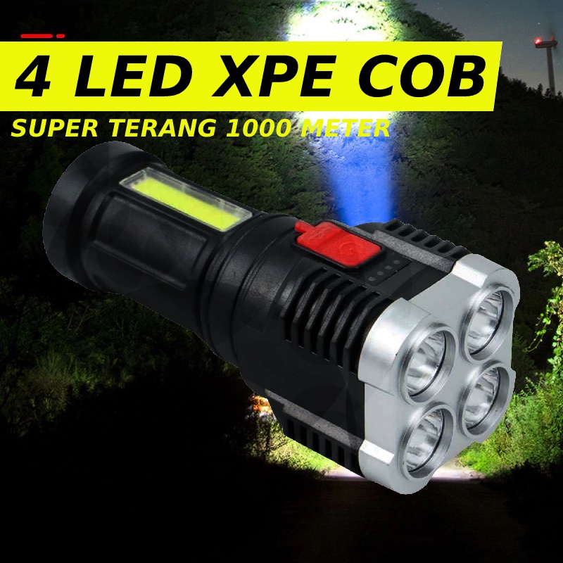 SENTER LED XPE + COB RECHARGEABLE LAMPU SENTER CAS LAMPU SENTER LED SUPER TERANG LAMPU SENTER SUPER 