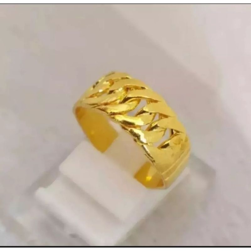 cincin motif rantai titanium asli anti karat dan tidak luntur