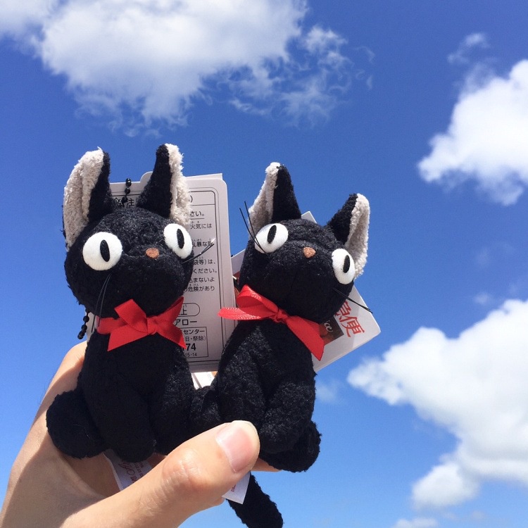 Gantungan Kunci Boneka Kucing Ghibli Hayao Miyazaki Kiki Jiji Bahan Plush Warna Hitam