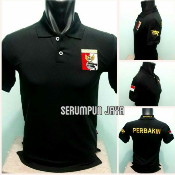 KAOS PERBAKIN HITAM - KAOS KERAH PERBAKIN HITAM - KAOS POLO PERBAKIN FULL BORDIR