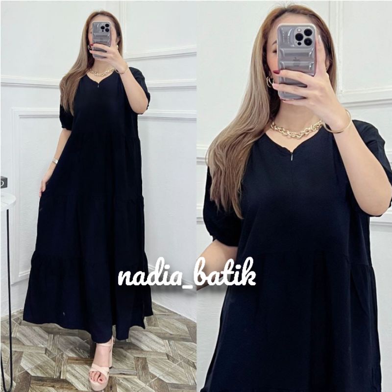 BAJU WANITA LONGDRES MODEL SUSUN TERBARU TANGAN KARET KEKINIAN BISA UNTUK IBU HAMIL DAN BUSUI BAJU PANJANG SEMATA KAKI PB 125CM