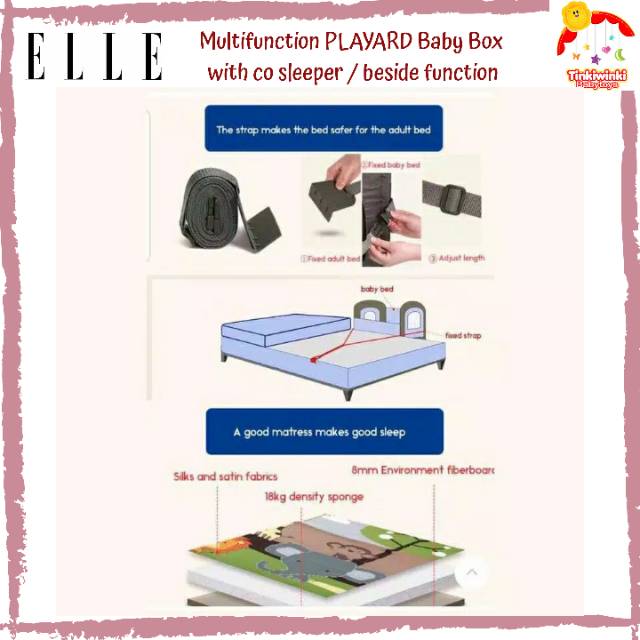 ELLE multifunction PLAYARD Baby box with co sleeper / bedside function