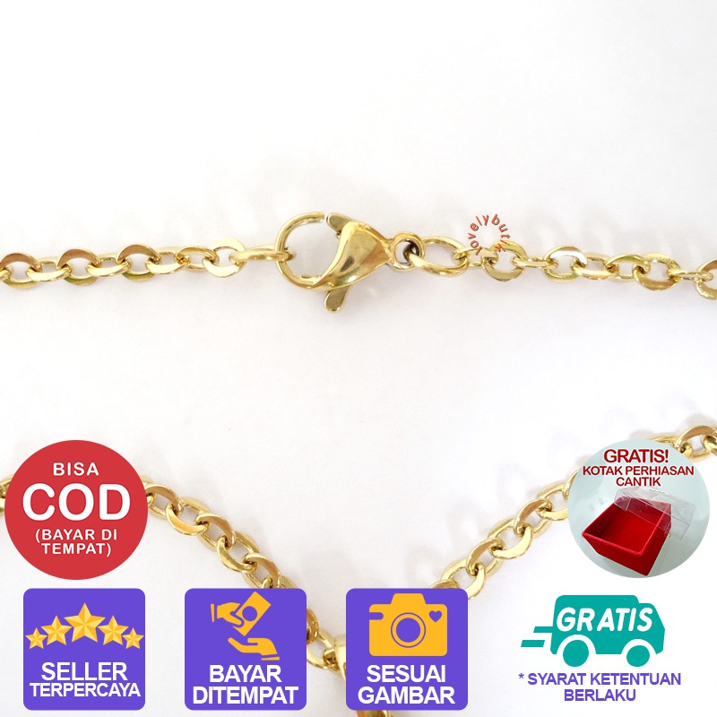 Lovelybutik Kalung Titanium Anti Karat Marsa kalung Wanita Titanium Panjang kalung 45 Cm BONUS KOTAK PERHIASAN