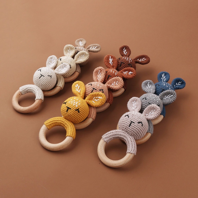 Mary Mainan Edukasi Rattle Teether Rajut Multiwarna Untuk Bayi