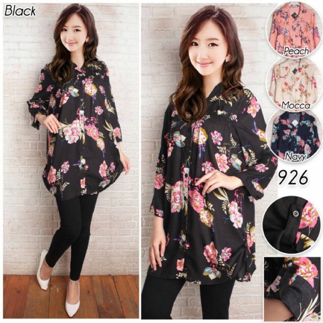 Kemeja Floral Floral Blouse Atasan  Wanita  Motif Bunga 