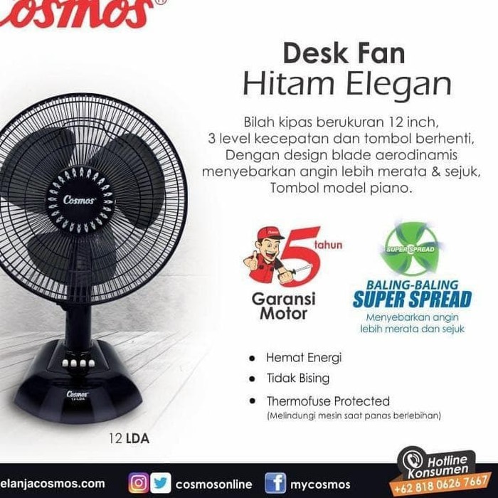 kipas angin kecil desk fan Cosmos 12 LDA Murah 12Inch