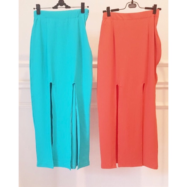 ROK PANJANG BELAH . ROK TOSKA / ORANGE / PINK FANTA / ABU . ROK PENSIL MAXI