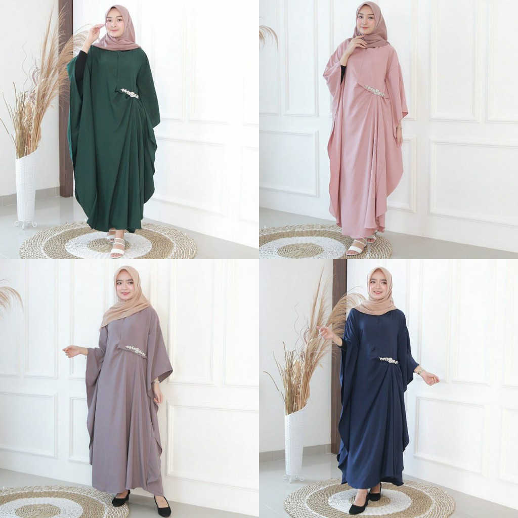 Bisa COD DELINE KAFTHAN – Gamis murah Gamis busui Kaftan murah Pakaian wanita