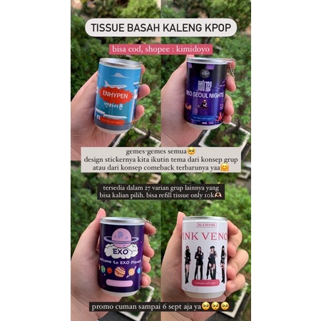 TISSUE BASAH KALENG CUS*TOM SOUVENIR HAMPERS GIFT KUNCI KALENG MINUM REFILL MURAH