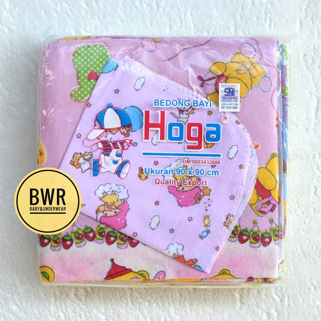 [ 6pc ] Bedong HOGA 90 x 90  Persegi [I C7] Flanel Selimut Bedong Bayi Hoga - Bwr