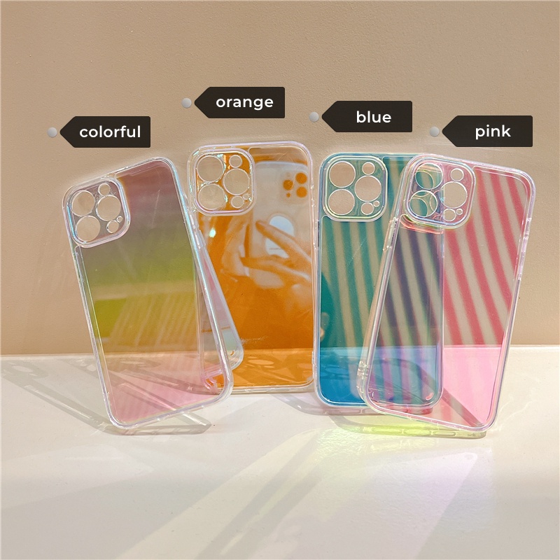 Hard Case Transparan Warna Gradasi Untuk iPhone 11 Pro MAX 12 13 Pro MAX X XS MAX XR