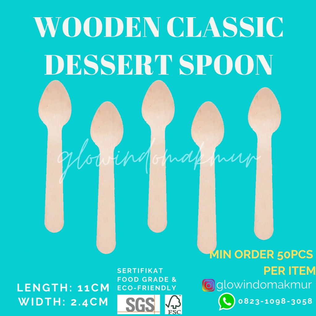 Sendok Dessert Kayu Sendok Kayu Kecil Wooden Dessert Spoon Fork Spork Sendok Dessert Bulat Image 3