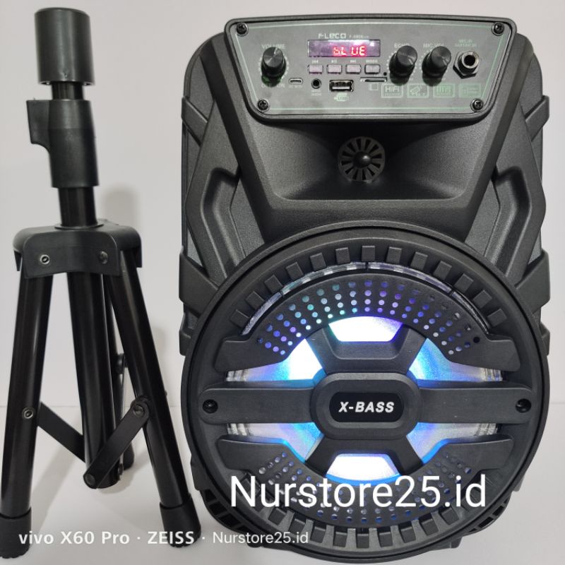 Speaker Bluetooth FLECO F-8805LED/F-8806LED/F-8807LED/F-8808LED/F-8863LED X-BASS 8,5 Inch Bonus Stan