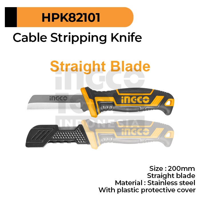 Cable Stripping Knife (Straight 8") INGCO HPK82101 Pisau Lurus Kupas Pengupas Kabel Stainless Steel