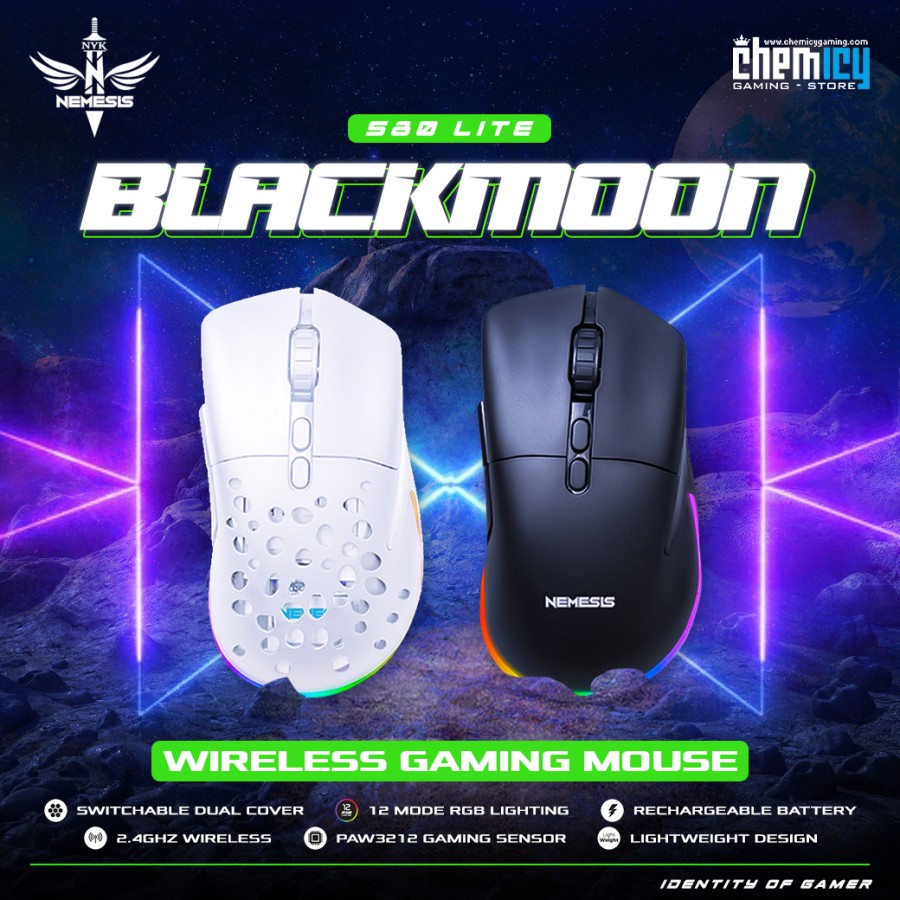 NYK S80 Lite Blackmoon RGB Wireless Gaming Mouse