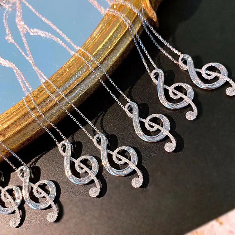 Stainless Steel Music Note Pendant Necklace